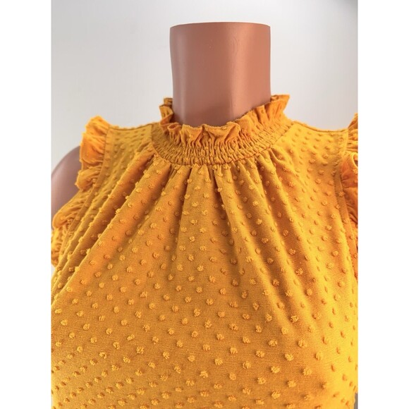 J.Crew Yellow Swiss Dot Sleeveless Ruffle Tank Top Blouse - Picture 5 of 15